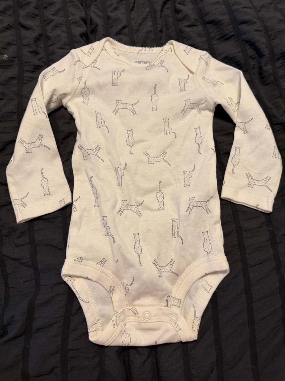 Carter's Cream Long-Sleeve Baby Bodysuit with Cat Outline Print